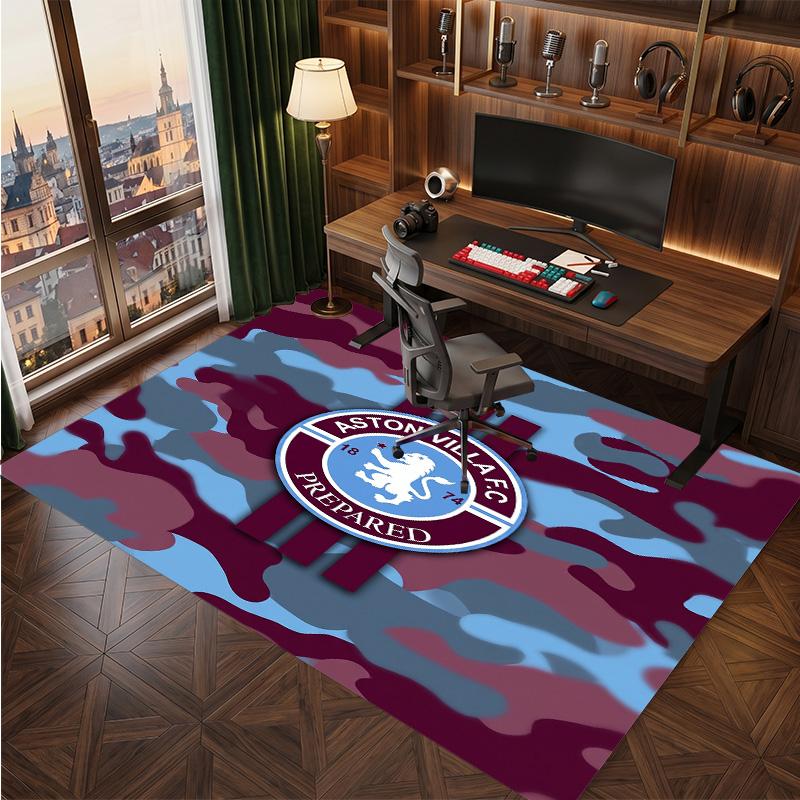 Tappeto in Velluto di Cristallo con Stampa Calcio Aston Villa, Comodo Assorbente d'Acqua Antiscivolo Tappeto per Pavimenti Interni