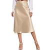 Women's High-Waist Satin Midi Skirt - Elegant Solid Color with Zipper