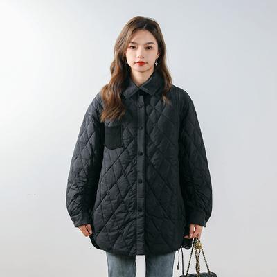 Jachetă de puf pentru femei, culoare solidă, simplă, toamnă și iarnă, nouă modă, casual, cu revere, culoare solidă, design cu șnur