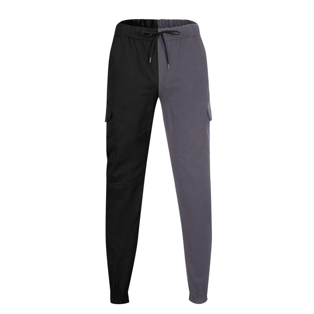 Men's Fashion Casual Pants Elastic Band Sweatpants Cotton Loose Patchwork Pants