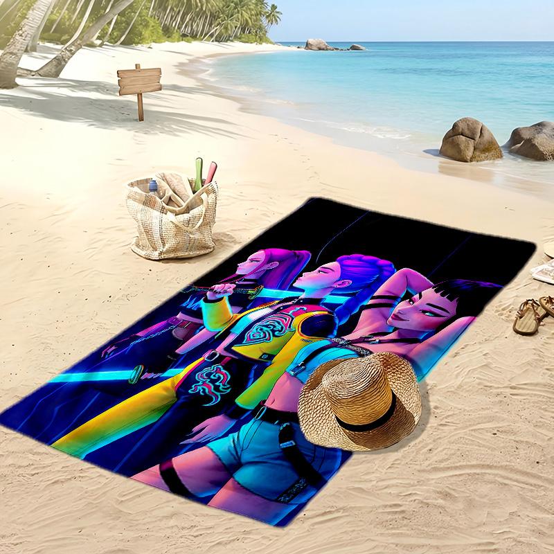 Asciugamano da Spiaggia Stampato Kpop Demon Hunters, Asciugamano Grande Assorbente ad Asciugatura Rapida per Estate e Attività all'Aperto in Acqua
