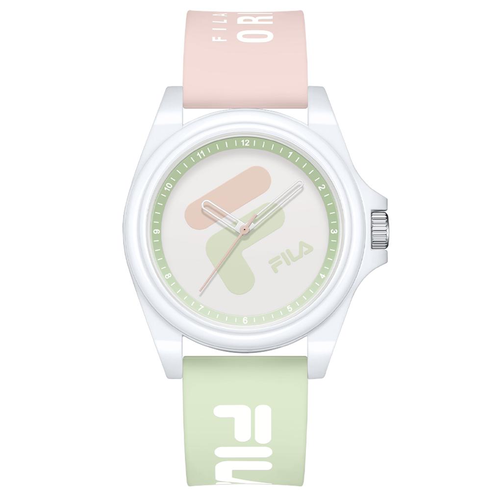 FILA Dream Castle Series Monet Green Watch Quartz Movement Silicone Strap Beige Dial Unisex Sports Jelly Watch Unisex watches 46FLM38-6568-003F