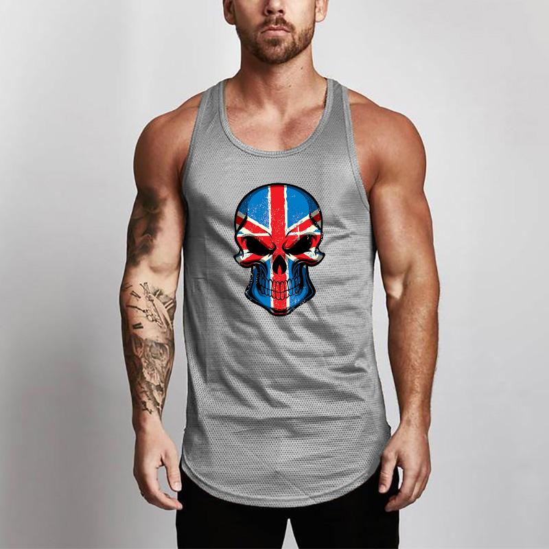Muscleguys Men Fitness Muscle Mesh Quick Dry Tank Tops Gym Bodybuilding Workout Sleeveless Vests Summer Breathable Casual Slim Fit T-shirts
