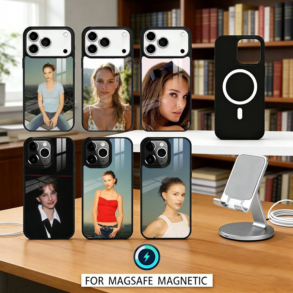 Elegant Natalie Portman Phone Case For iPhone17,16,15,14,13,12,Pro,Max,Magnetic For Magsafe Wireless Charging