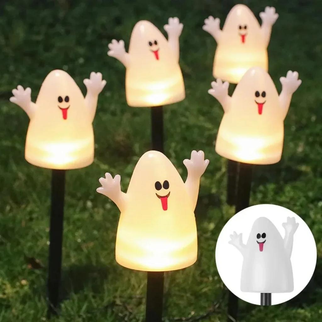 Outdoor Solar Lights Pumpkin Lamp Halloween Decorative Torch Waterproof Floor Mounted Lawn Garden Courtyard Landscape Lanterns