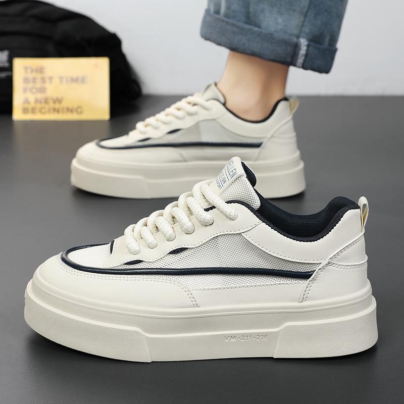 

Men s shoes 2024 new summer breathable mesh student casual thick baseplate shoes heightening niche sports black trendy shoes 44 бежевий