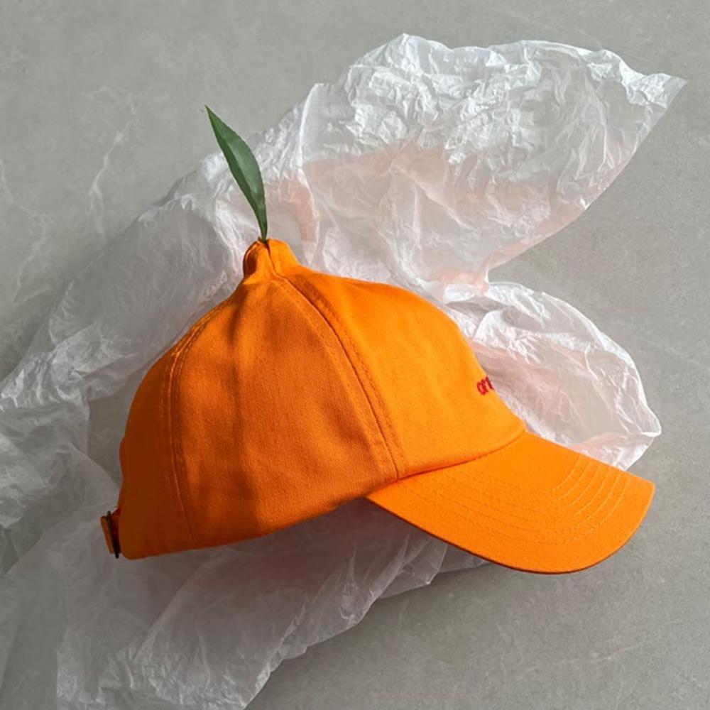 Cotton Embroidered Letter Hat Peaked Creative Orange Cap Orange Baseball Cap  Street