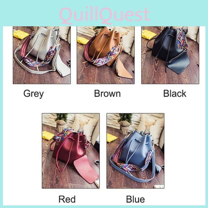 Elegant Fashion Women Colorful Wide Strap Bucket Shoulder Bags For Versatile Style