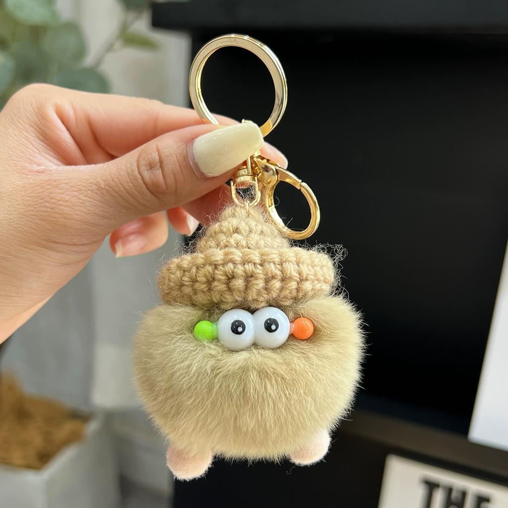 Small Coal Balls Korean Ins Internet Celebrity Rex Rabbit Hairball Cute Elf Schoolbag Pendant Car Keychain Mobile Phone Pendant