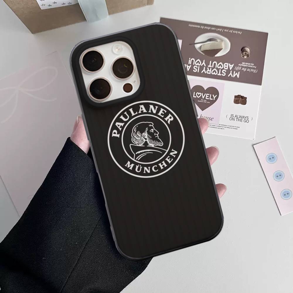 

German Beer p-Paulaners Corrugated Stripe Phone Case For iPhone 17 16 15 14 13 12 11 Pro Max Plus Pro Shockproof Cover iPhone 12