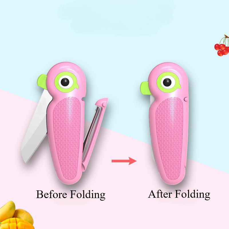 Cute Cartoon Ceramic Cutter  Folding Fruit Knife Kitchen Kids Auxiliary Knives Mini Portable Sharp Knife Peeler