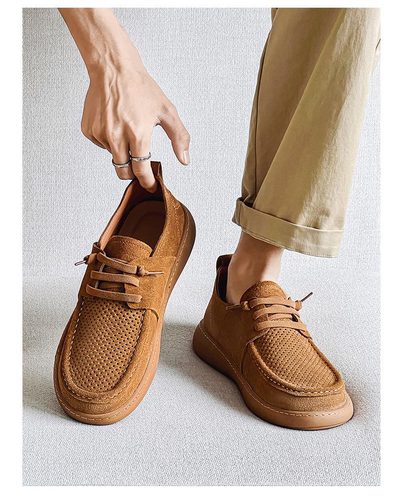 Men's Frosted Casual Wide Toe Breathable Loafers - Deodorant Pigskin Lining