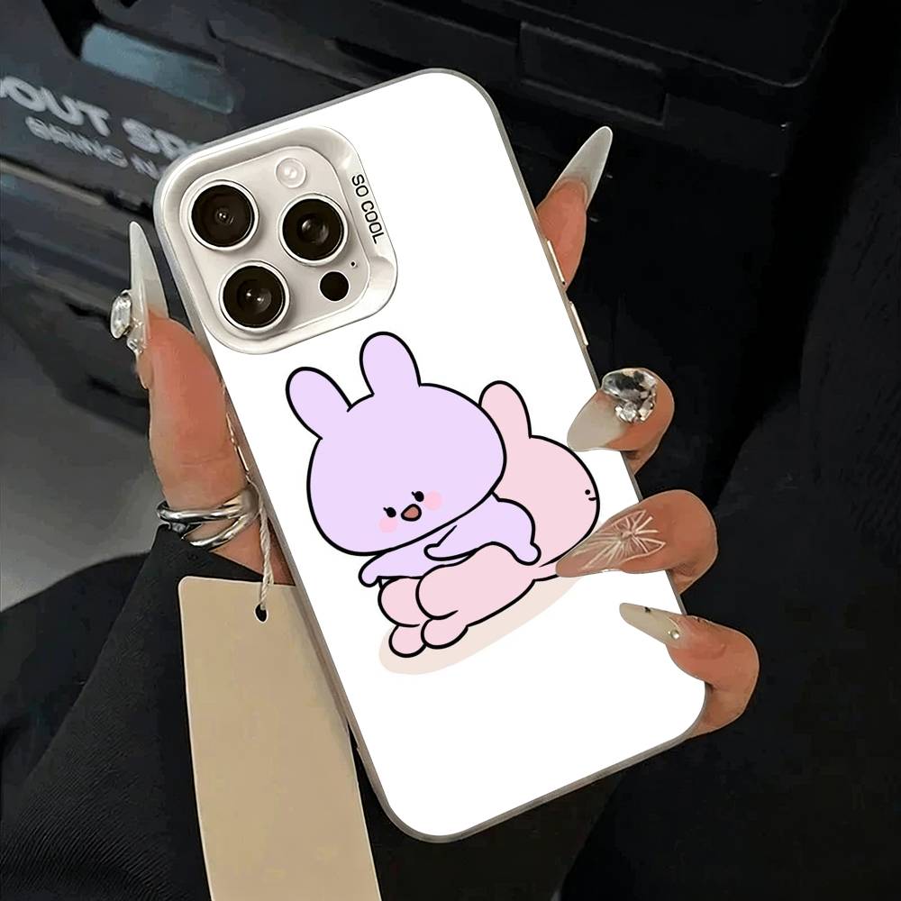 C-A-Cartoon -a-Asamimichan Phone Case For iPhone 11 12 13 14 15 16Pro Max Plus White Sliver Phone Cover