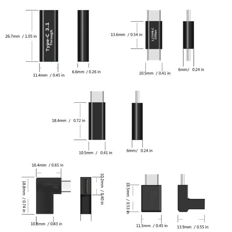 2PCS USB3.1 Type C Fast Adapter with Male Female Head Optional for Easy Connection and Fast Speed Data Transfer