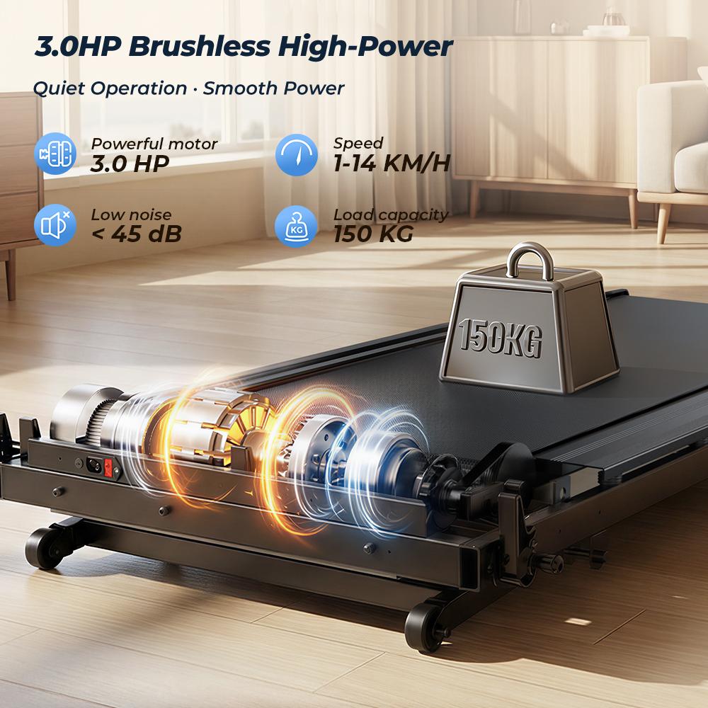 Walking Pad FT54 1–14 km/h Speed 0–15 Levels Incline 3 HP Peak Motor Power with App Compatibility