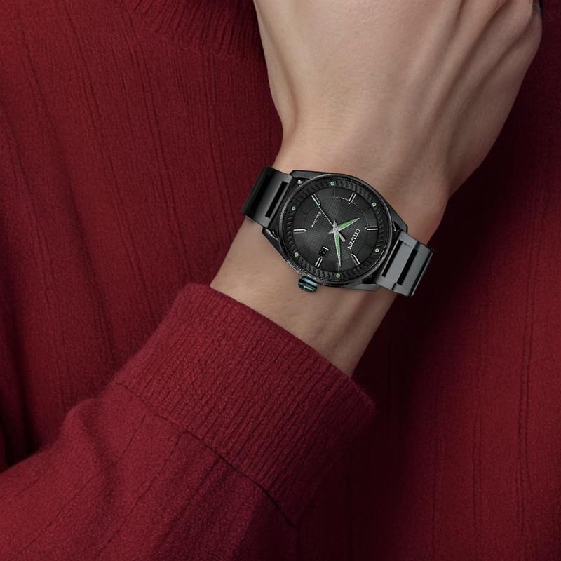 Citizen Orologio da uomo Drive Series Impermeabile 100 Metri Solare Quarzo Cinturino in Acciaio Quadrante Nero BM6985-55E