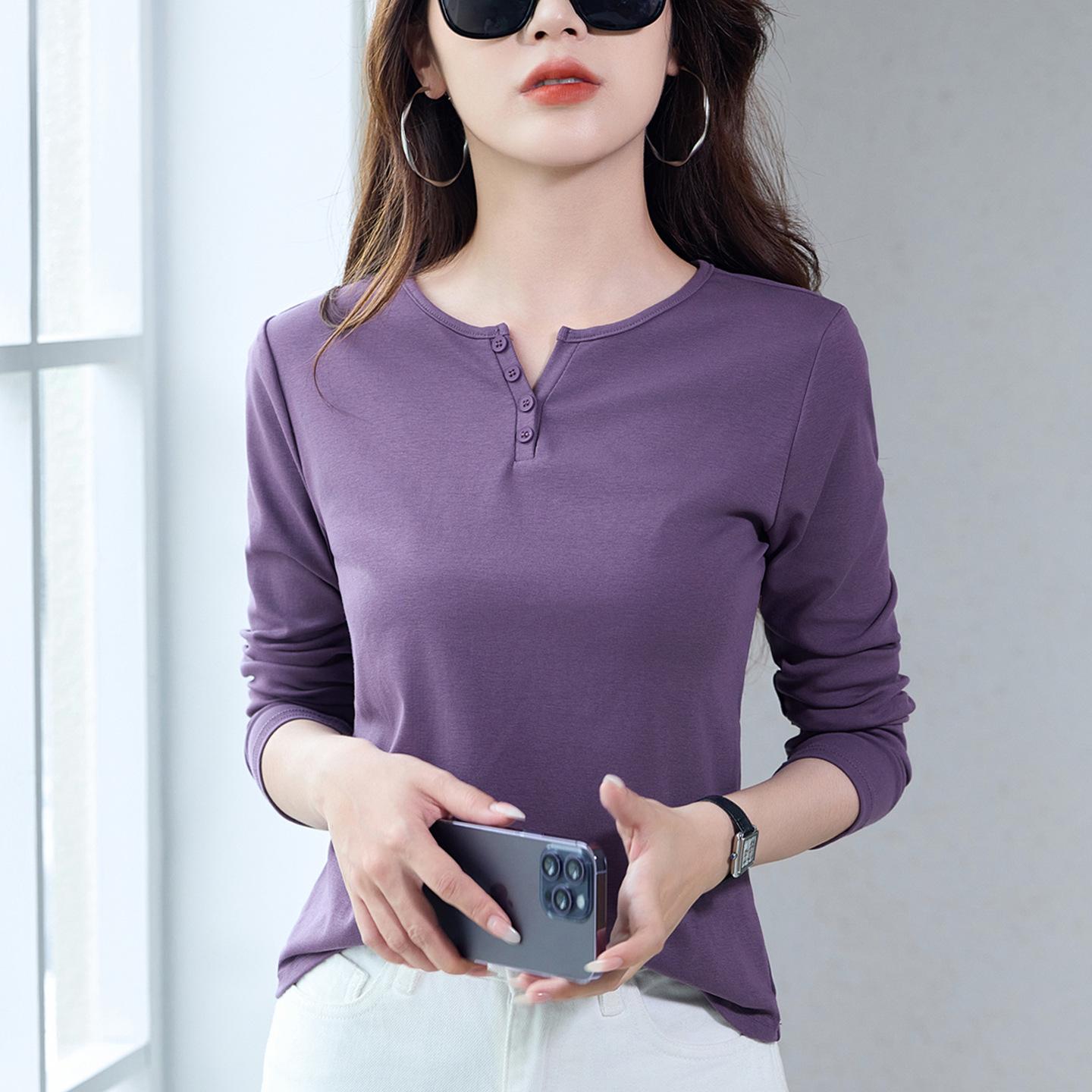 

Women s V-Neck Long-Sleeve Slimming Casual Top - Fall 2025 Fashion, Age-Reducing, Loose Fit XL (60-65 kg)