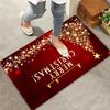 1pc Merry Christmas Indoor Door Mat Floor Mats,Red Black Golden Christmas Tree and Stars