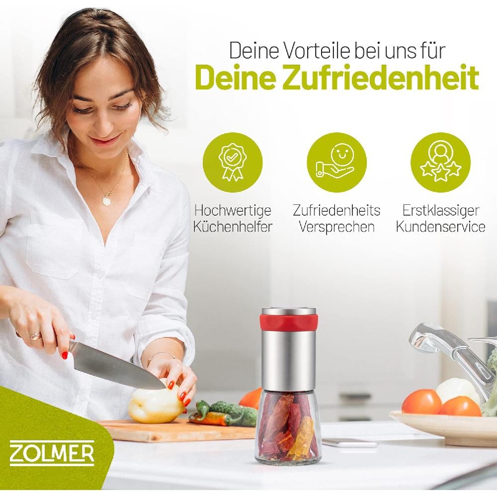 Chili Mill Stainless Steel and Glass Spice Cutter - Chilli Cutter for Coarse  - Chilli Cutter Spice Mill Herb Mill - with Aroma Protective