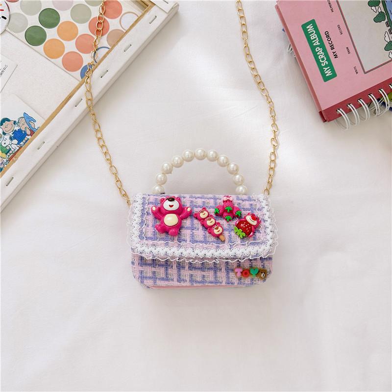 Lotso Bead Creative Handbag Cotton Linen Shoulder Bag With Animal Girls For