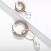 Super Flash Full Asymmetric Circle Earrings Pearl Drop Earrings for Nightclub