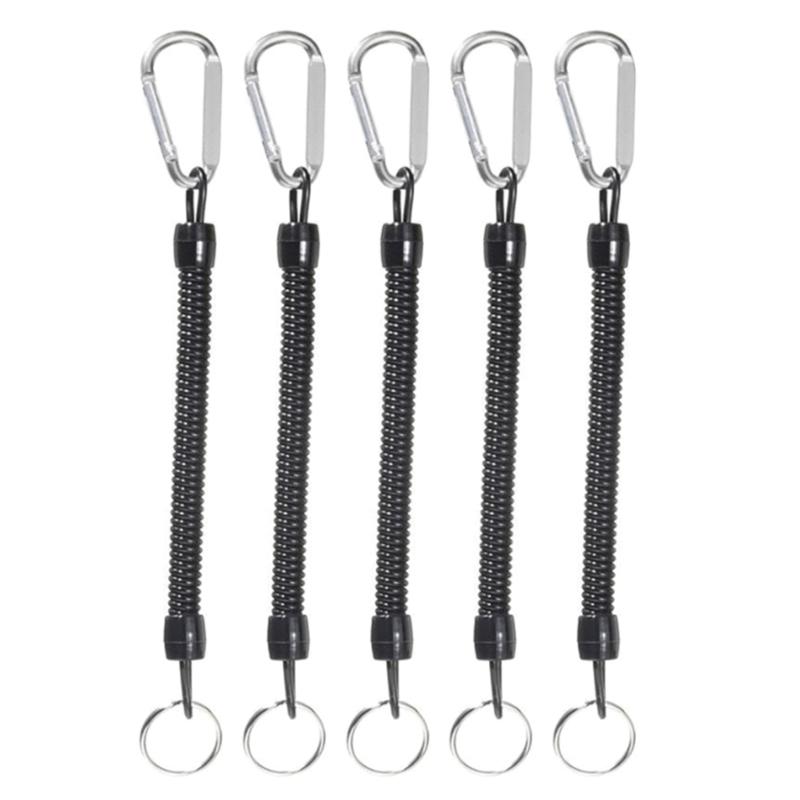5Pcs Coiled Fishing Lanyards with Carabiner Retractables Fishing Lanyards  Coiled Tethers Secure Tackle Tool Easily Use