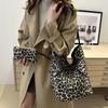 Korean Double Sided Leopard Print Bucket Shoulder Bag , Stylish Leopard Print Handbag for Women, Fashion Bow Large Capacity Crossbody Bag