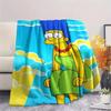 Marge Simpson Printed Flannel Blanket, soft throw for bedroom sofa, washable, fan merchandise, great gift.