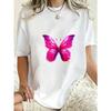 Übergroßes T-Shirt-Kleid Schwarz Rosa Schmetterlingsdruck Für Freizeitkleidung