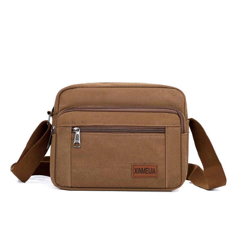 

Men s Bag Lightweight Multi-layer Crossbody Bag Large Capacity Canvas Bag Business Shoulder Bag коричневый