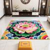 Lotus Area Rug Non-slip Washable Flower Indoor Floor Mat Chinese Style Lotus Carpet Living Room Bedroom Office Home Decoration