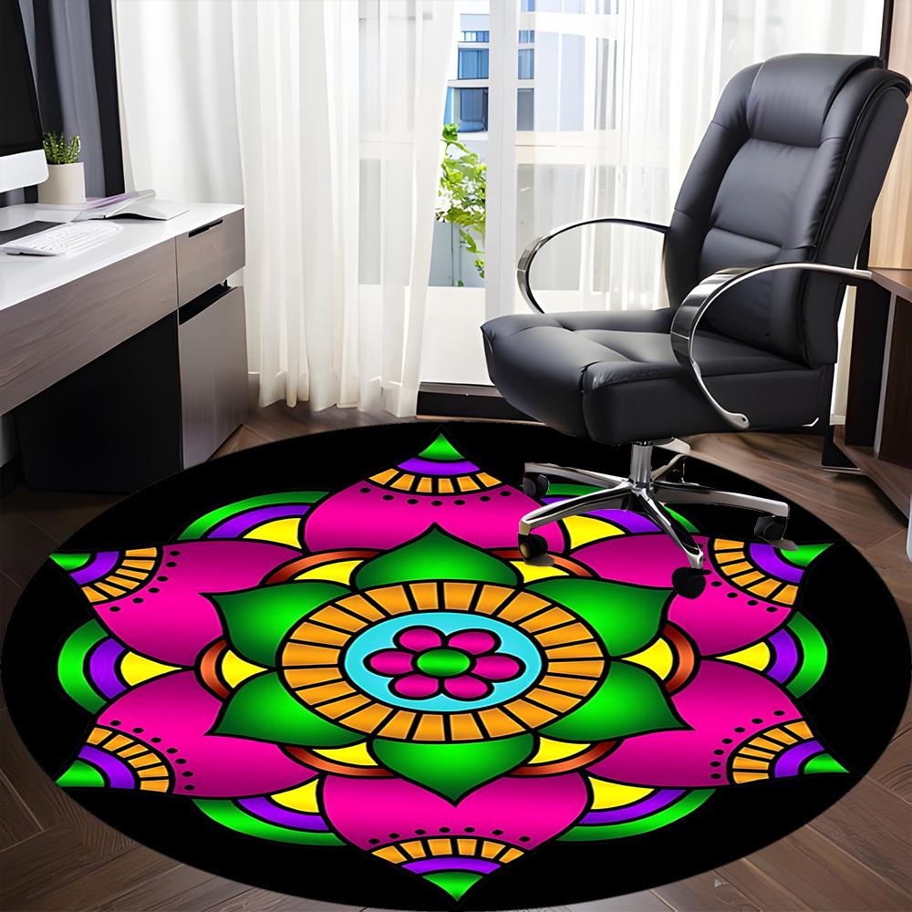 1PC Mandala Pattern Chair Carpet for Office Non-Slip, Lightweight, Machine Washable Rug for Office, Sleeping, Room - Holiday Decoryy251009130
