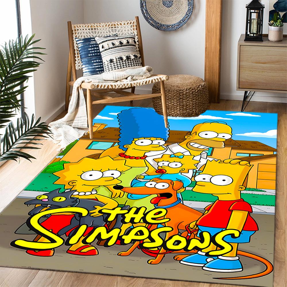Simpsons Family Adventure Themed Anti-Slip Rugs - Polyester Home Decor, Suitable for Bedrooms, Living Rooms, Doorways, Studios, and Decorations