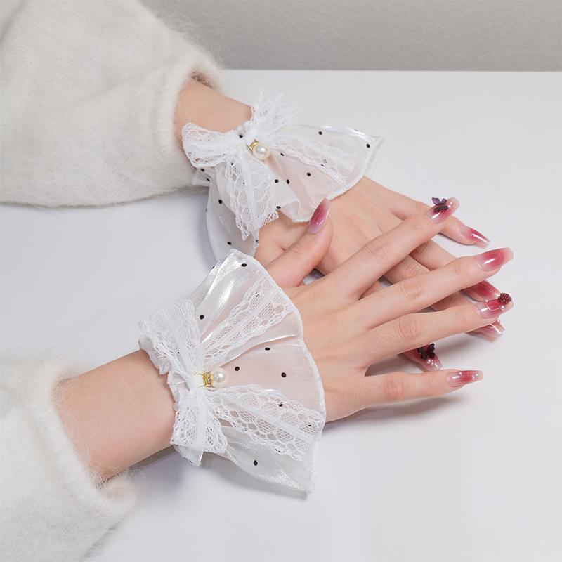 Nail Photo Lace Fake Sleeves Bow Equipment Mesh Wrist Bride Decorative False Cuff Tulle Item Nail Art Accessories Photography