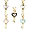 Women Heart Key Shape Hollow Cute Alloy Pendant Necklace with Chain Christmas Gift