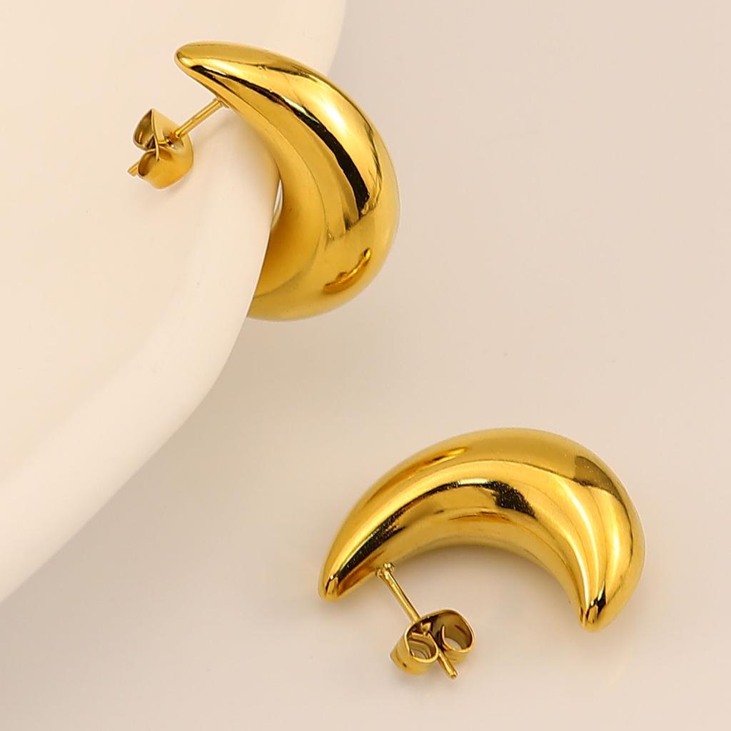 Cercei din oțel inoxidabil cu semințe de pepene galben, tip semilună, cu temperament gol și simț avansat