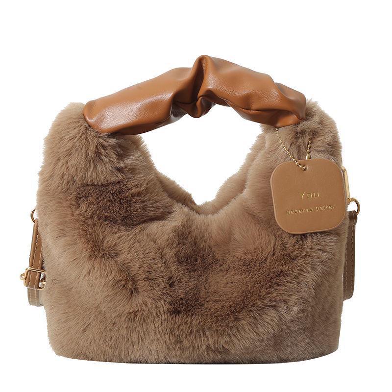 High-End Fairy Plush Winter Pleated Handbag 2023 - Women's Shoulder & Crossbody Bag