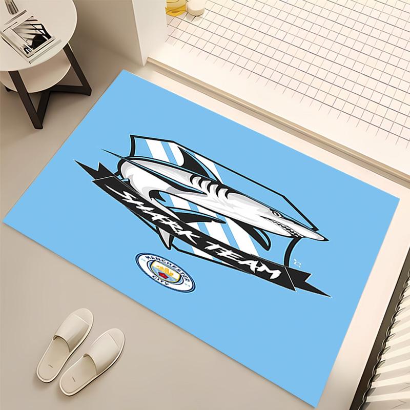 1pc Manchester City Football Club Print Area Rug - Soft, Washable Non-Slip Indoor Mat, Living Room, Home Office Decorative Rug,Office Decorative