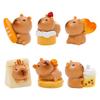 7Pcs Cute Mini Cake Capybara Family Resin Miniature Figurines Resin Lovely Capybaras Mini Decorations Fairy Garden Accessories