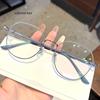 2pcs Glasses Round Full Rim Metal Frame PC Polycarbonate Clear Lens  Anti-Fatigue with Plastic Hinge for Men Women