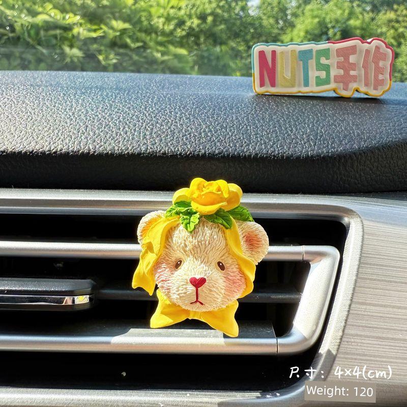 

Treasured Teddy Bear Car-Mounted Cute Air Vent Aromatherapy Retro Style Niche Handmade High-End Gift Yellow Rose