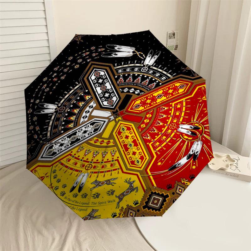 

1PC Native American, Spirit Walk Umbrella-8-Rib Reinforced Portable Folding Travel Suitable for All Seasons Outdoor Daily Use -J038