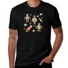 Vintage Inspired Robots In Space Tshirt Simple Solid Color Crew Neck Tee