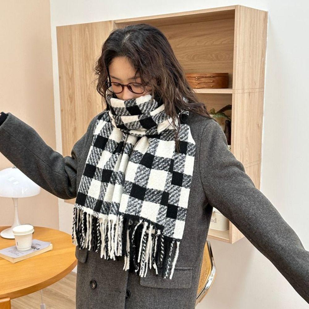 Coldproof Wool Tassel Scarf Korean Style Women Cashmere Shawl Winter Cashmere Scarves  Female