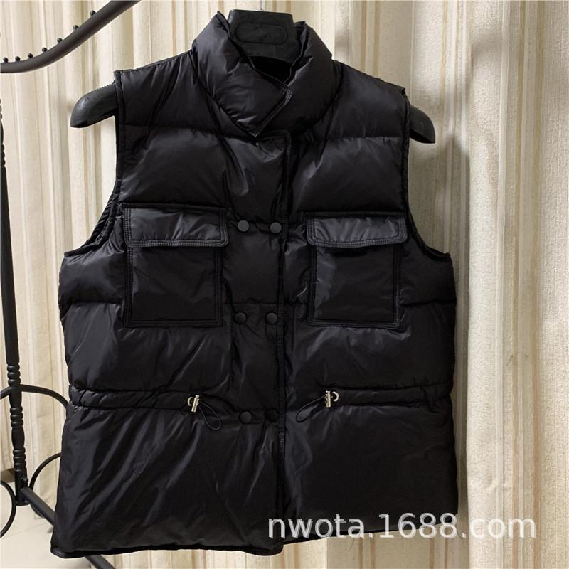 Down vest women's short autumn and winter new waist stand-up collar bread clothes vest vest vest white duck down vest women