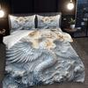 3pcs Luxury Phoenix Relief Bedding Duvet Cover Set Elegant Phoenix Bedding Quilt Set 3D Phoenix Themed Bed Quilt Set Gray White