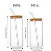 With Straw and Lid Glass Can Shaped Cups Spill-Proof Bubble Tea Cup Glass Drink Cup  Milk Tea