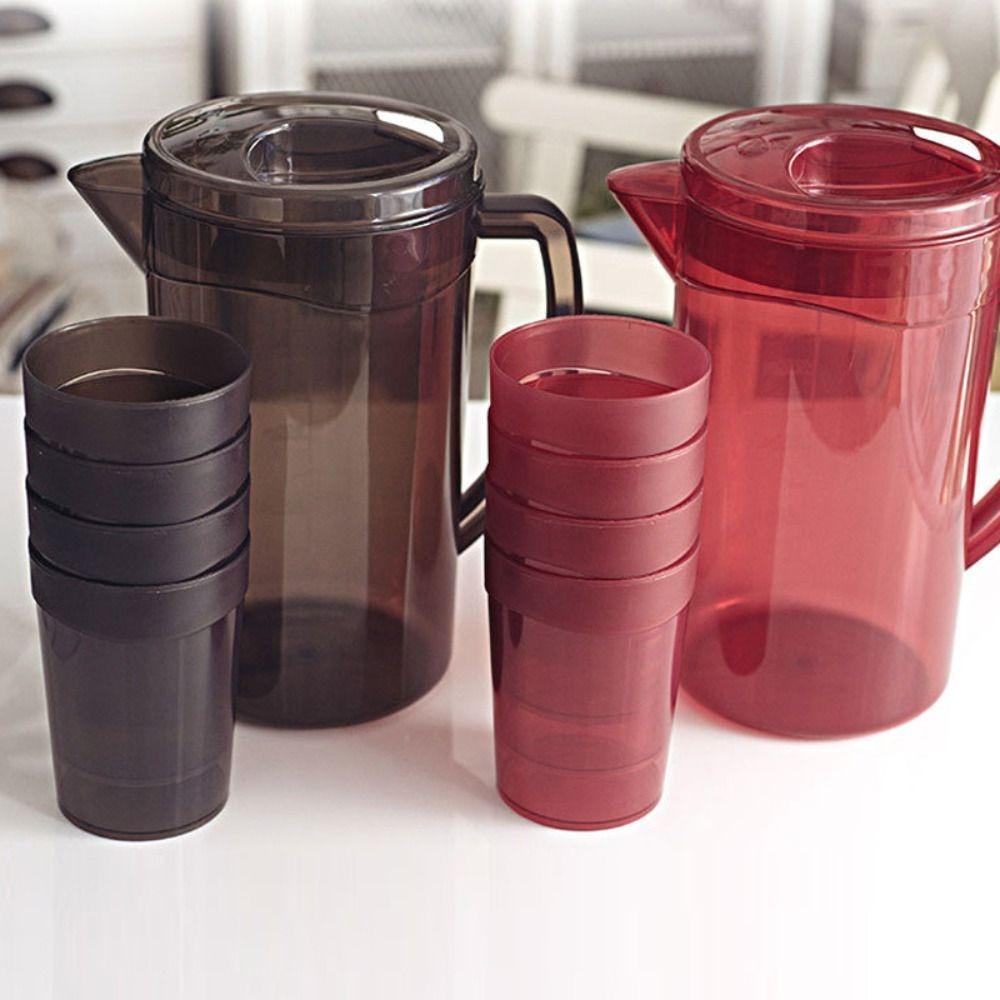 Hochwertige Fiberglas-Kanne Große Kühle Wasserflasche Einfache Kanne mit 4 Tassen