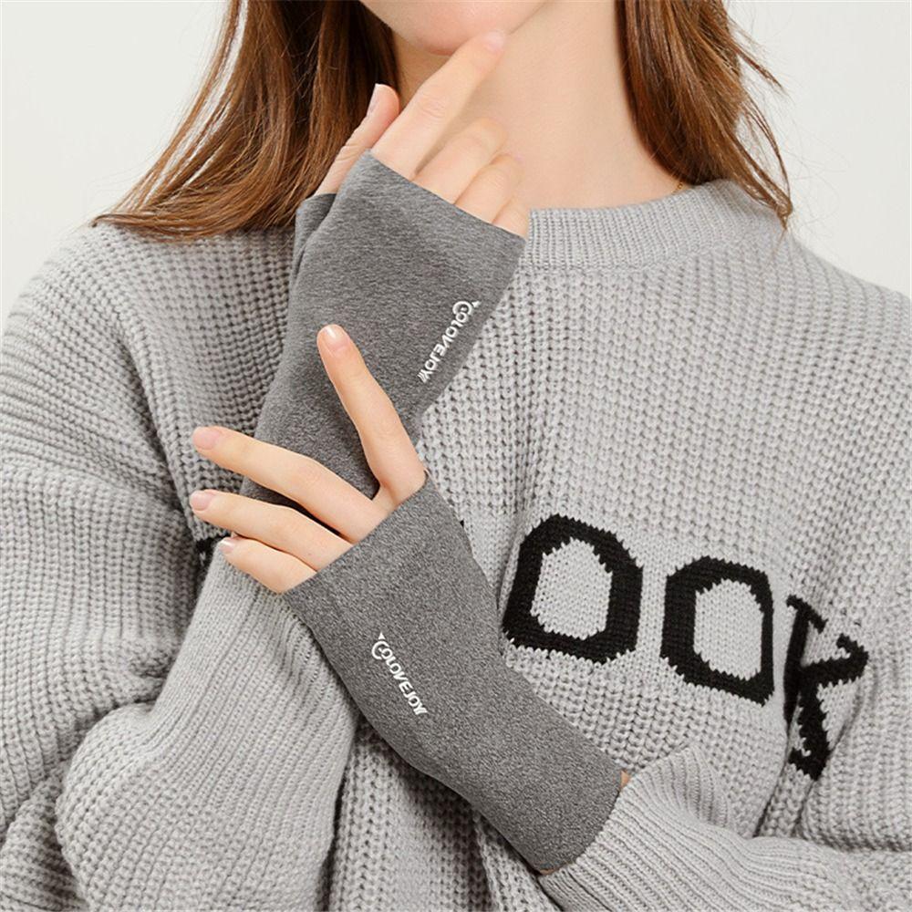 

Women Half-finger Warm Gloves Female Autumn and Winter Plush Warmth Fingerless Mittens серый