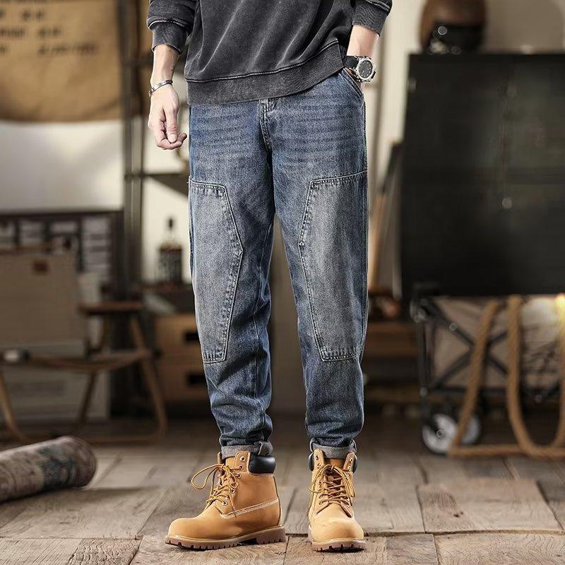 JYL Мужские джинсы Новые Винтажные Цвета Глины Осень Зима Большие Размеры Расклешенные Прямые Деним M